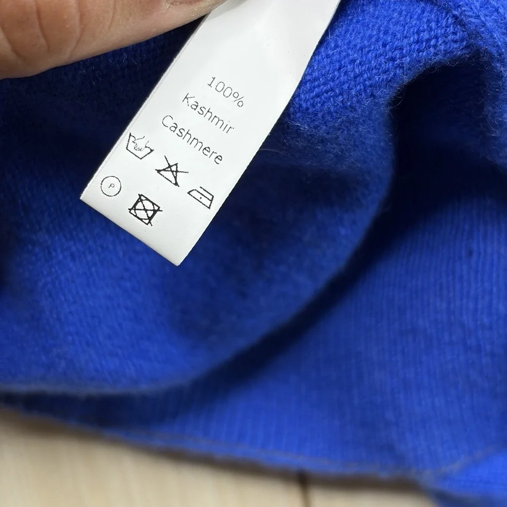 Paul Stuart 100% Cashmere Blue Quarter zip Sweater Size L Made In Italy